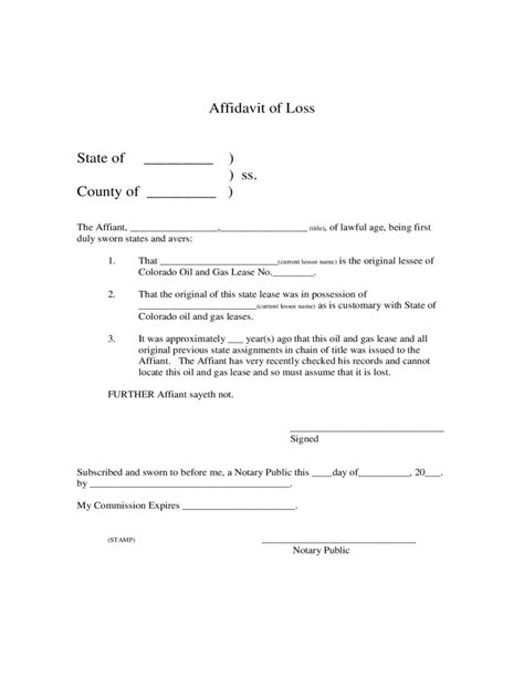 Affidavit of Loss Template .